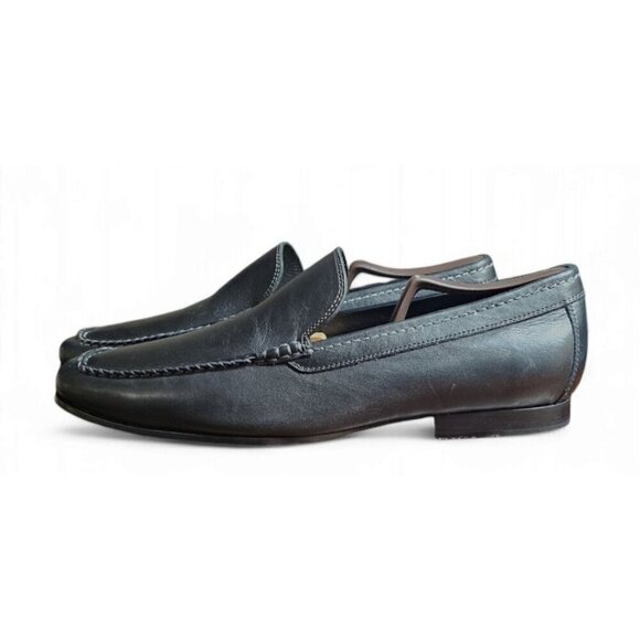 GORDAN RUSH COLLECTION Men\'s black leather slip on loafer dress shoes size 9.5